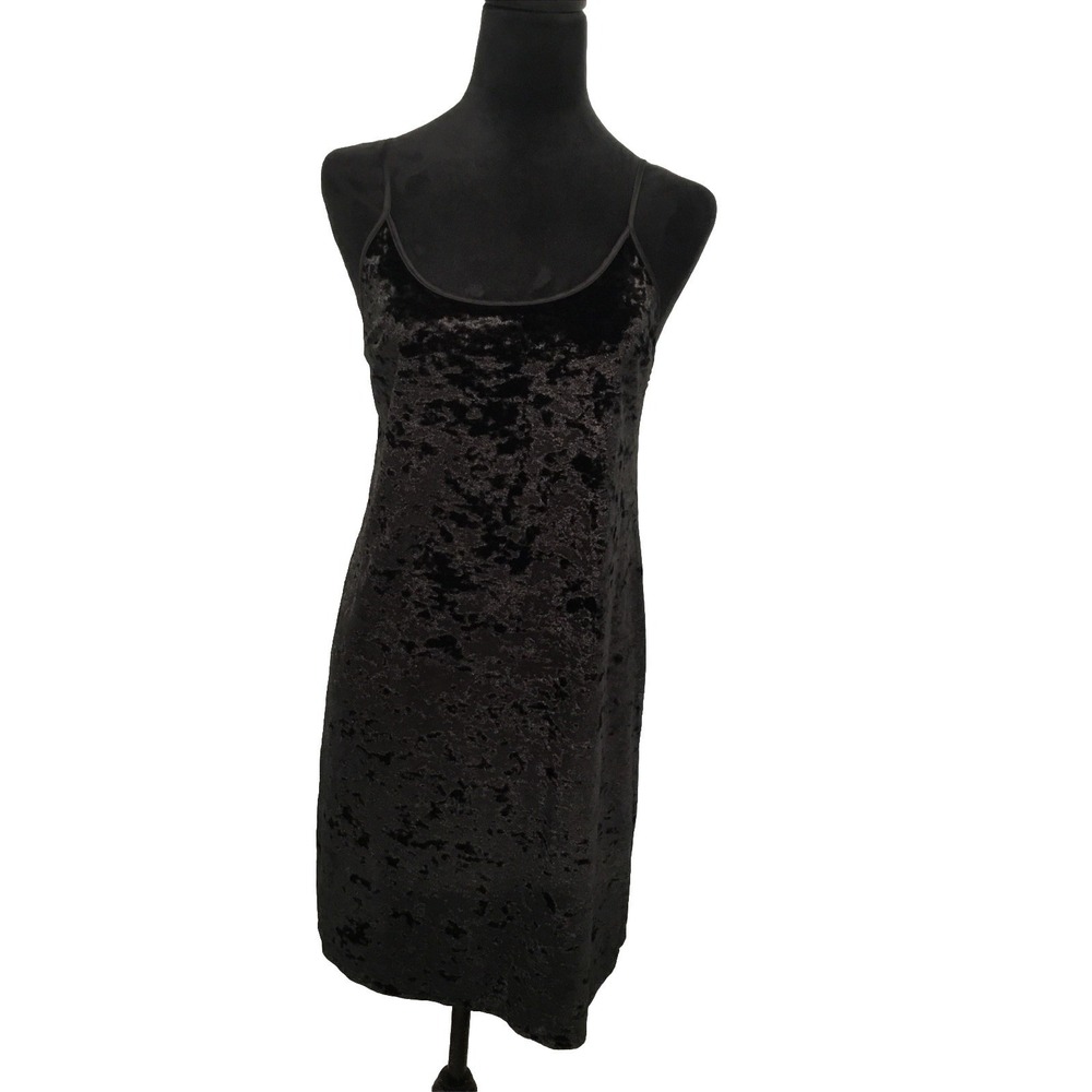 Victoria secrets Black label black crushed velvet Mini slip dress extra small
